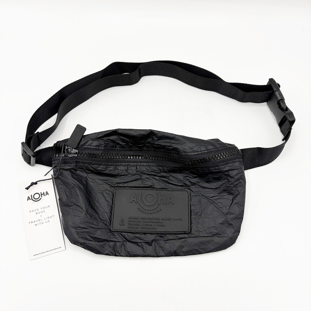 ALOHA Collection Belt Bag Unisex Small Black Black Label Fanny Pack Travel